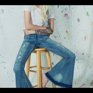 One teaspoon flare jeans low rise destructed 28